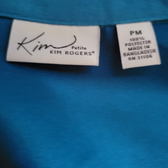 Turquoise Blue Zip Up Blazer Pin Tucked Office Casual Career Retro Chic Size PM - Picture 4 of 7